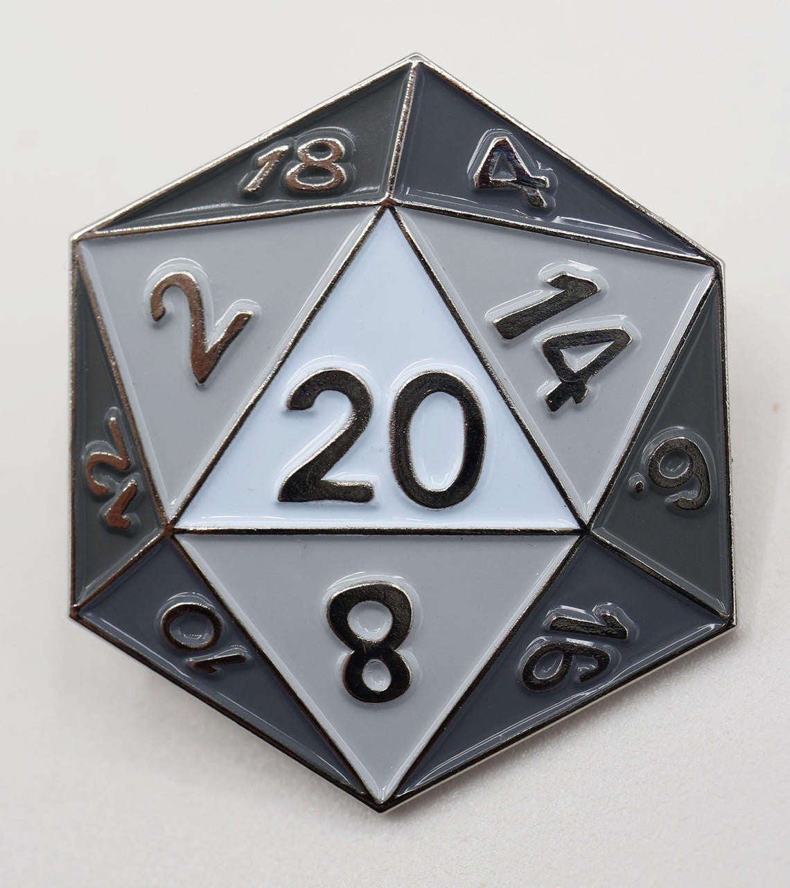 Foam Brain Games White D20 Enamel Pin